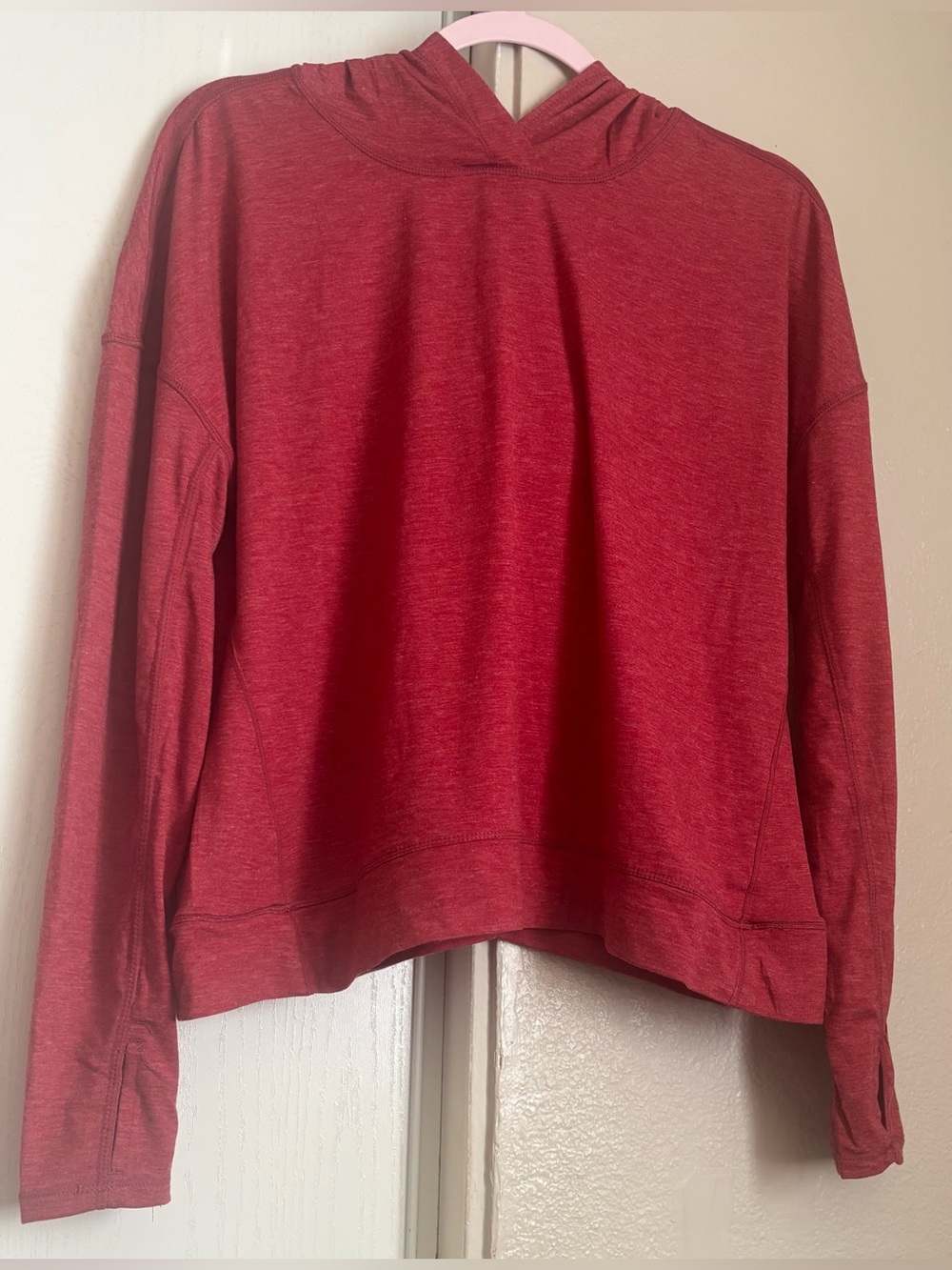 Women's Red Lightweight Hooded Pullover Top